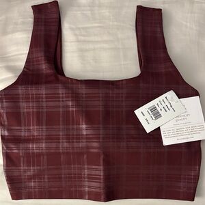 Plaid Burgundy Foil Beyond Yoga Crop Tank
